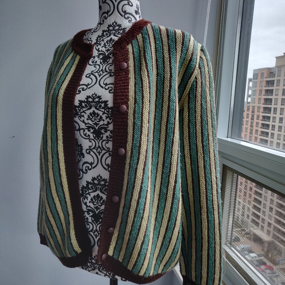 Stripe Funky Vintage Button Spring Cardigan - Picture 3 of 8